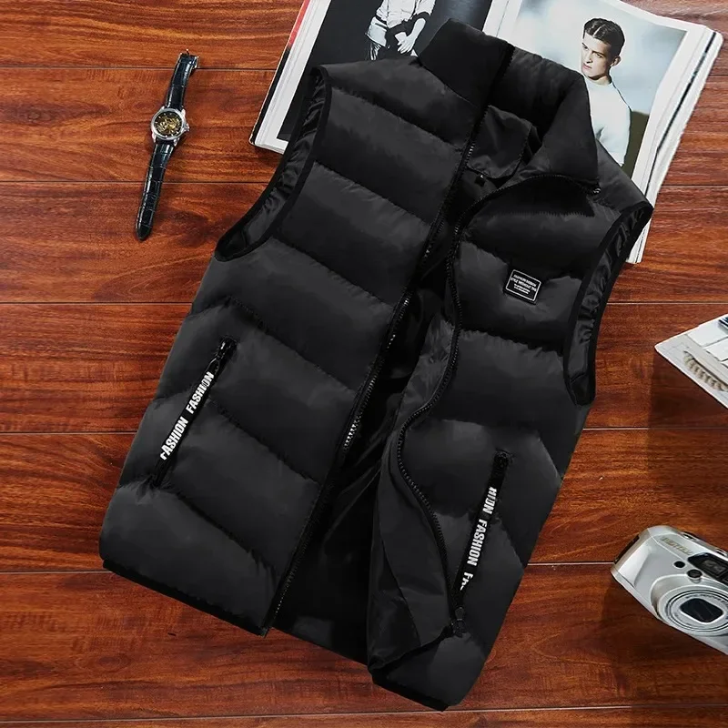 Casual Fashion Sleeveless Vest Men Jacket 2023 New Autumn Warm Cotton Thick Coat Male Winter Plus Size Clothing Men Waistcoat