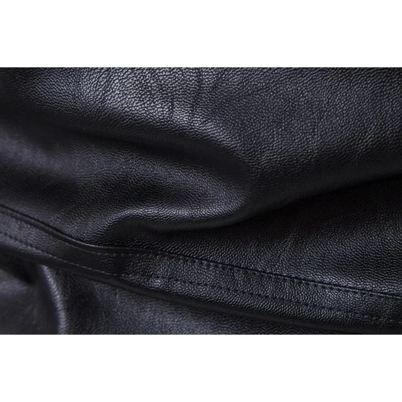 Veste en cuir PU pour hommes, coupe cintrée, col montant, Anti-vent, revers de moto, fermeture éclair diagonale, 2023