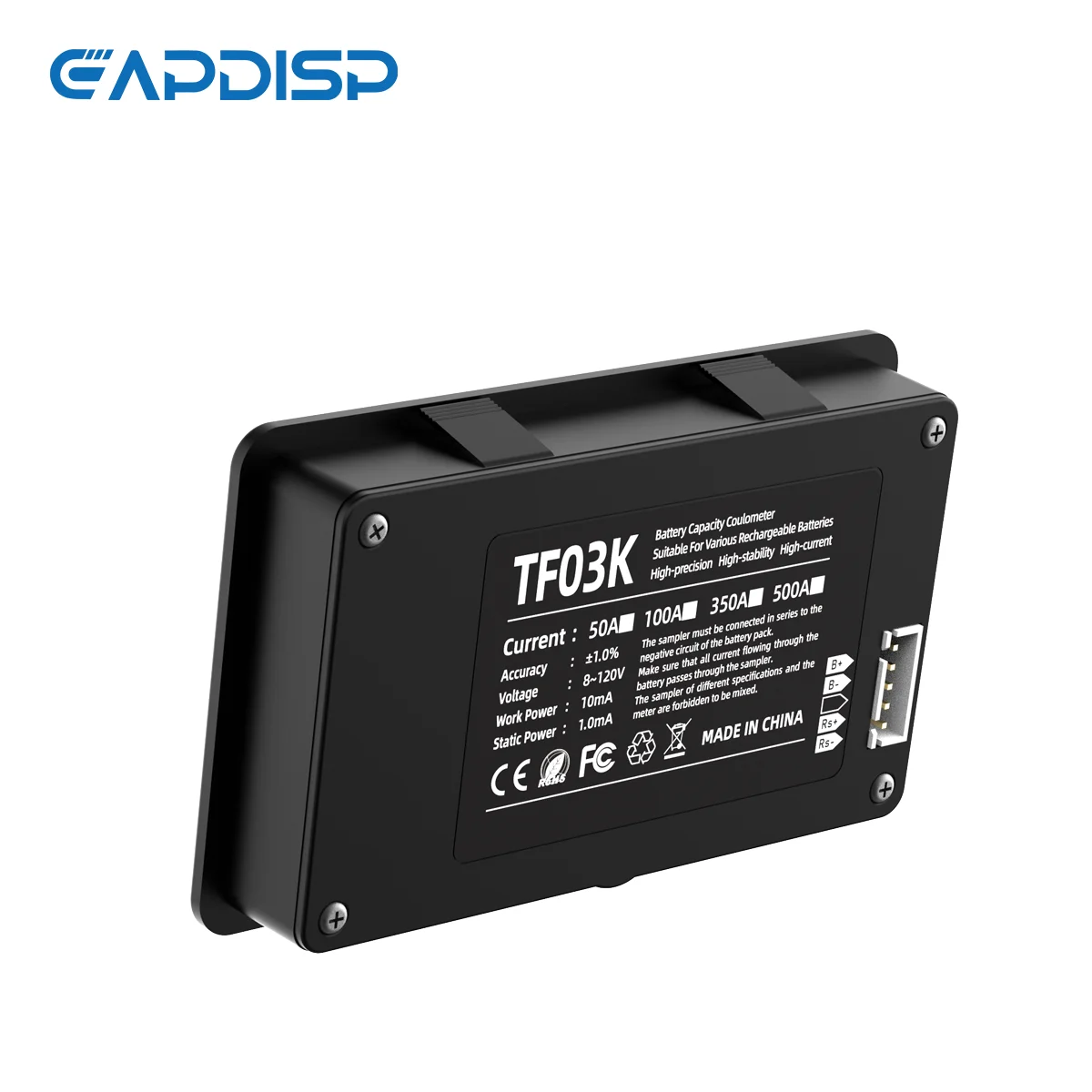 TF03KH 500A Battery Monitor With Shunt For 8V-120V Battery Pack For RV Golf Cart Solar Panel Scooter With LCD Backlight Screen