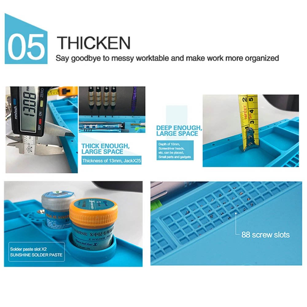 SUNSHINE SS-004E 다기능 수리 절연 테이블 스크루 드라이버 자화 부품 보관 수리 패드 도구 용 정전기 방지