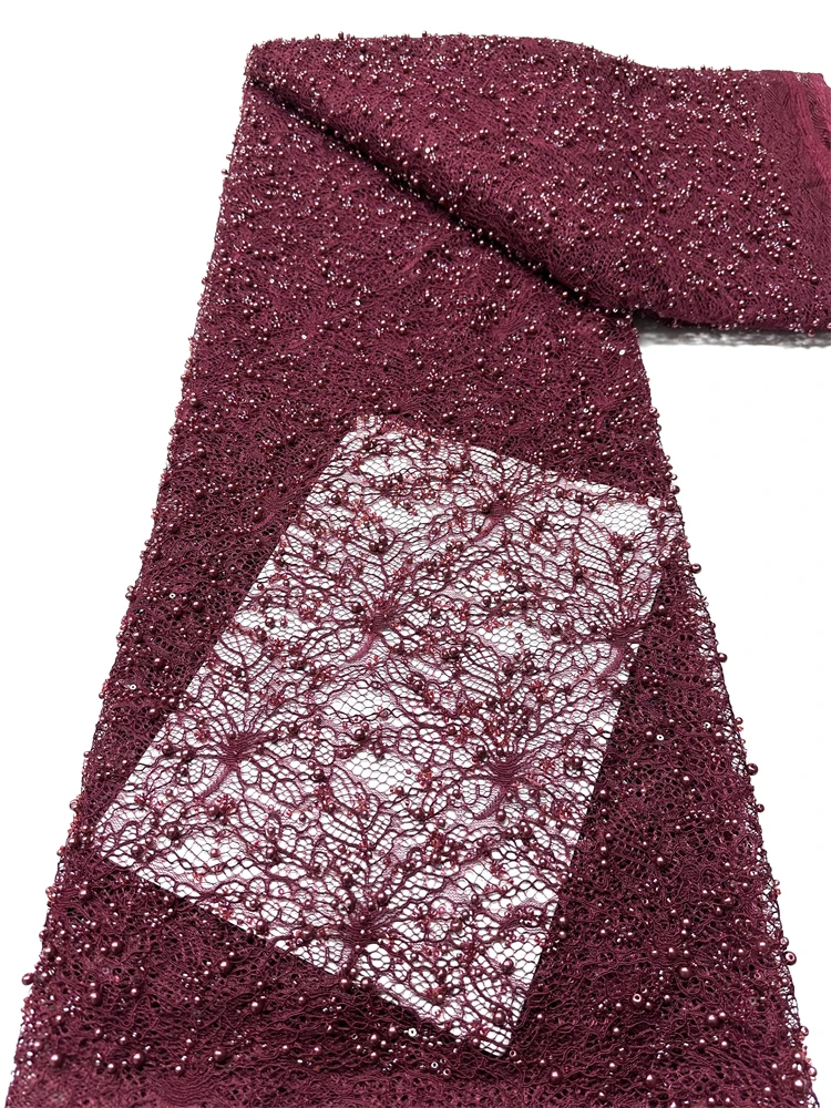

Африканское кружевное полотно 2026 с пайетками и вышивкой бисером, высококачественное французское тюлевое кружево для свадебных нарядов жениха и невесты в нигерийском стиле