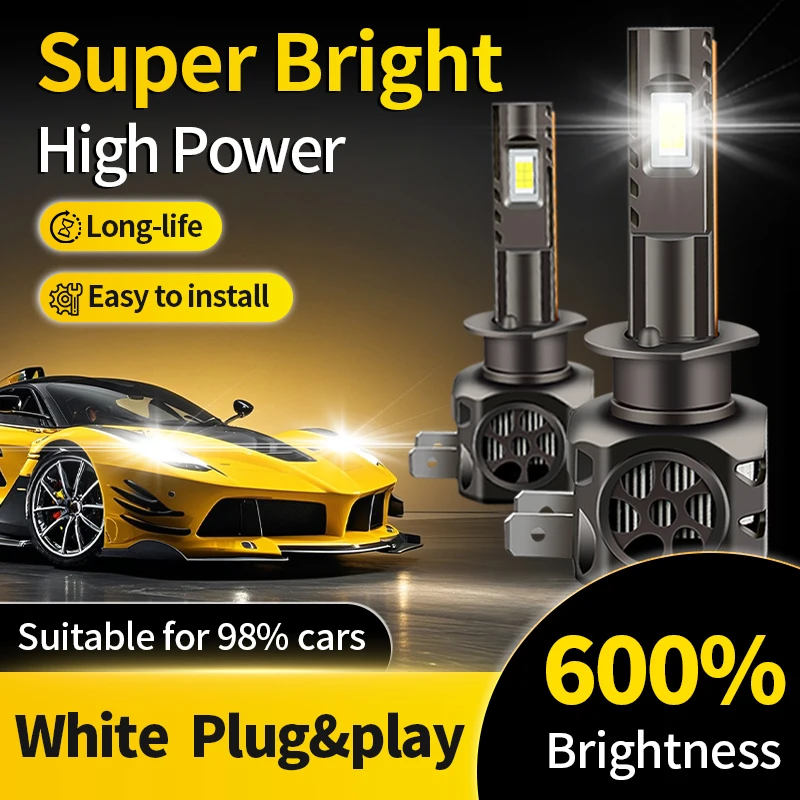 

2 шт. H1 Автоматические светодиодные фары высокой мощности для автомобилей Супер яркие светодиодные автомобильные фары 1:1 Мини-размер Автолампы Белые противотуманные фары