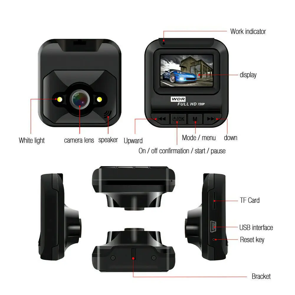 2 Inch Mini 1080P Dual Lens Car DVR Dash Cam Car Video Recorder Front And Rear Camera Video Night Vision G-sensor Loop Recording
