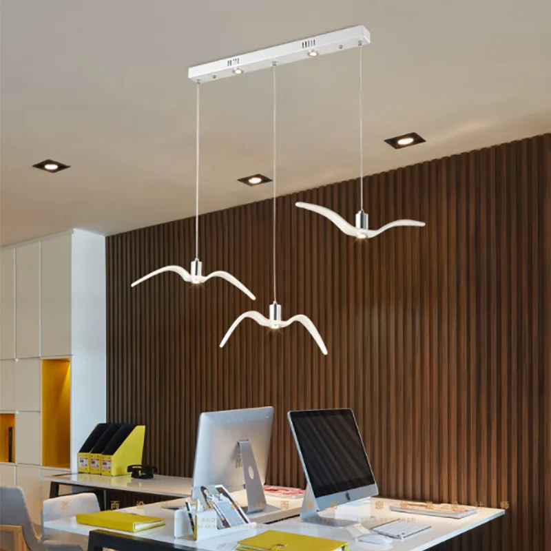 Modern Design Resin Led Pendant Light Nordic Seagull Pendant Lamp for Bar Kitchen Living Room Ceiling Suspension Luminaire Light