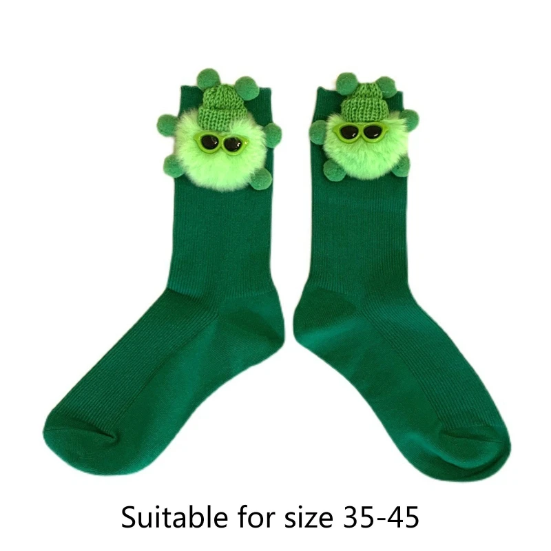 für Kreative Unisex Lustige Cartoon-Socken Niedlicher 3D-Grünbohnen-Elf-Plüsch für Ho