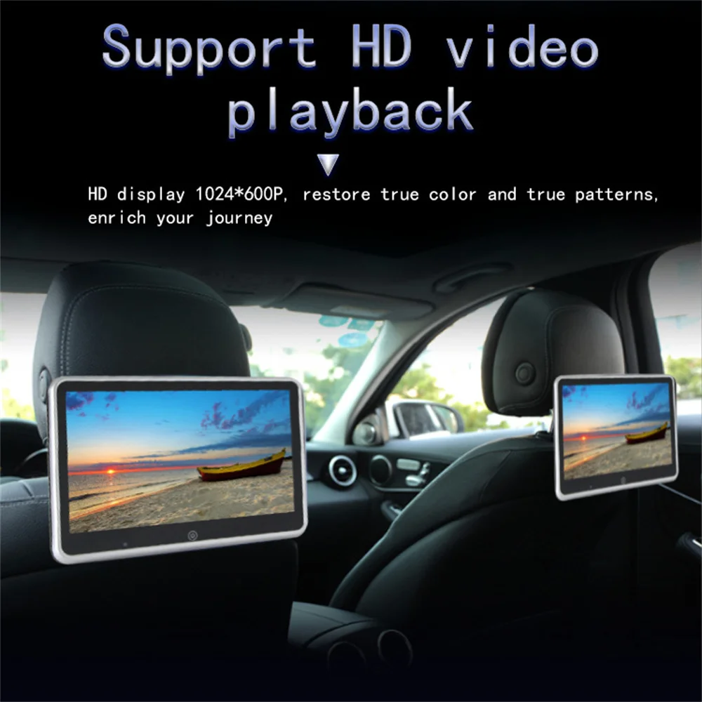 10.1 Inch Ultra-thin Car Headrest Monitor MP5 Player Mirror Link Android FM HD 1080P Video Screen With USB/SD Multimedia Player