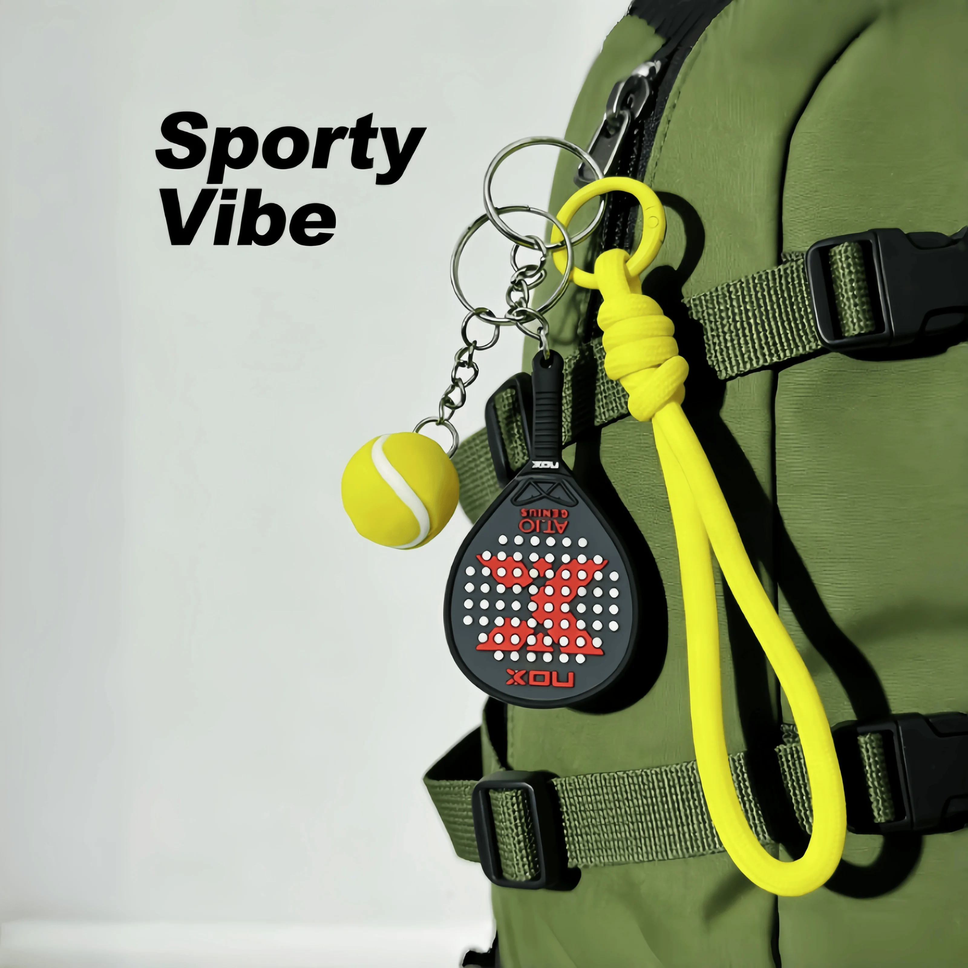 Nox Keychain, Tennis Racket Cute Combination, Sporty Individual Hanging Decor, Essential Accessory for Sports Enthusiasts