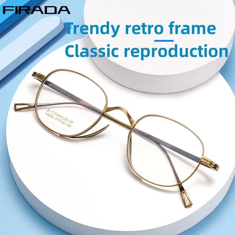 FIFADA Luxury Fashion Eyewear Retro Small Size Round Titanium Óculos de prescrição óptica Óculos Frame para homens Mulheres K5093