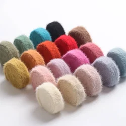 5Yards Mink Yarn Flat Knitted Ribbon 1cm Plush Thin Fluffy Ribbon for DIY Bows Clothes Sewing Material Bouquets Gift Wrapping