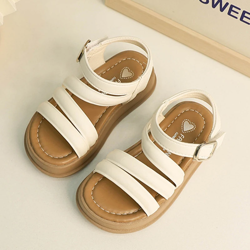 2024 Summer New Fashion Children's Roman Style  Girls Sandals Korean Edition Slippers Anti Slip Breathable Outdoor Beach Sandal