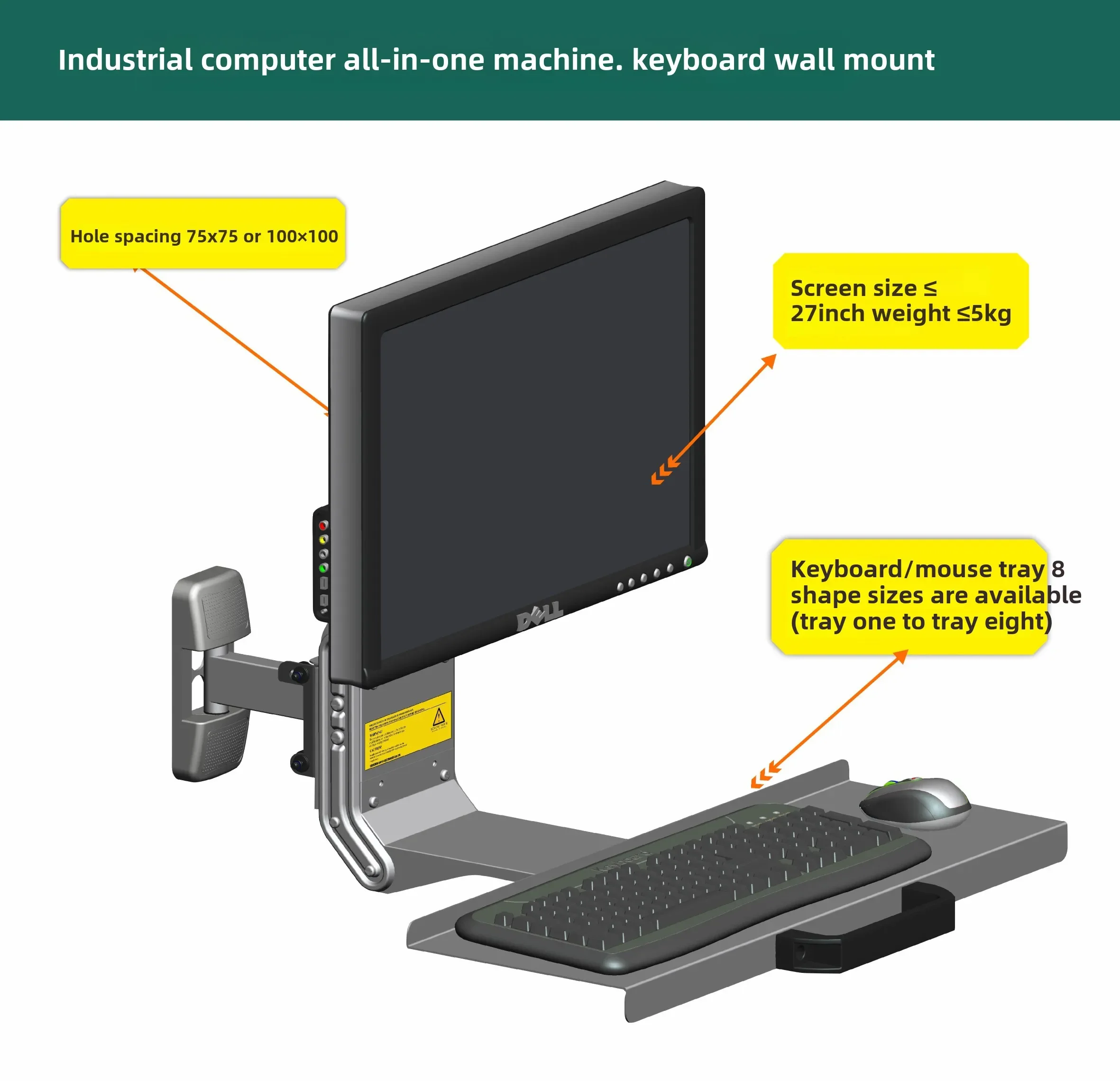 

SY33 Wall mounted Foldable LCD Mouse and Keyboard Tray Bracket, Computer Monitor Tray Telescopic Rotating Hanger