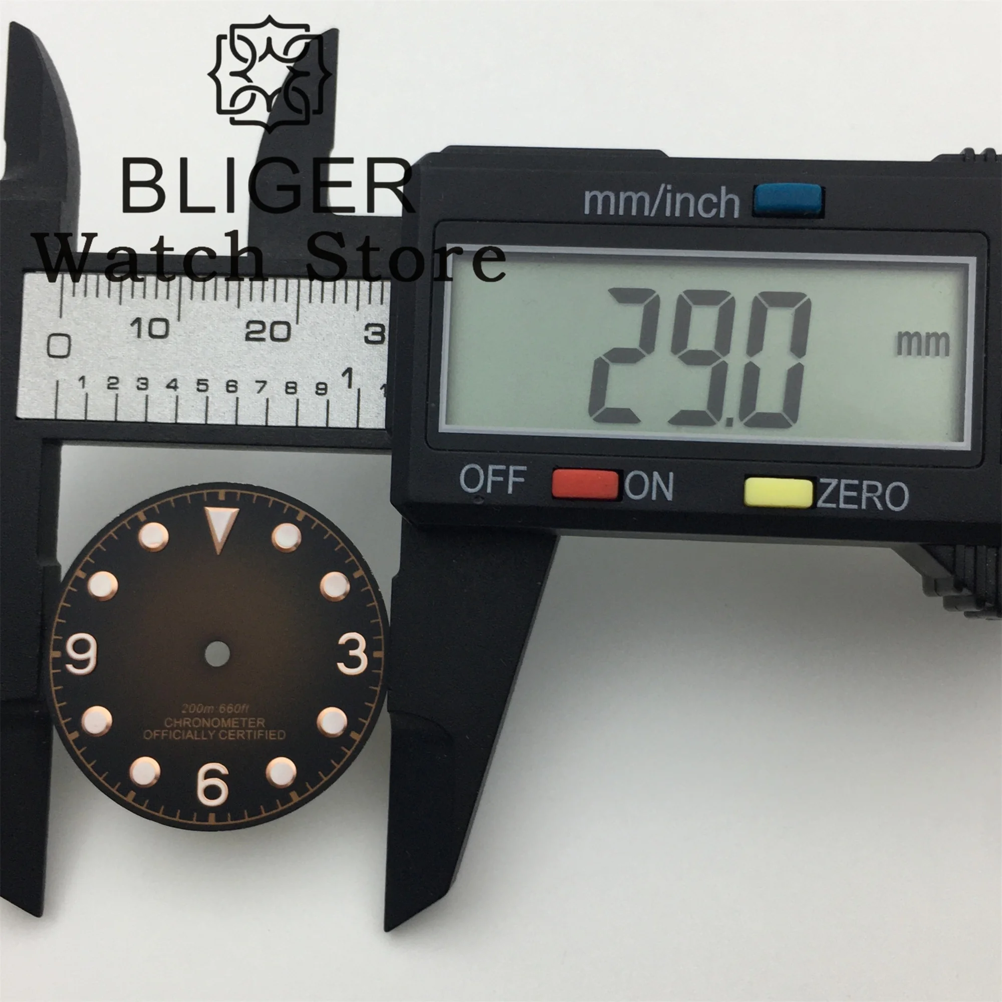 BLIGER 29 مللي متر التدرج الهاتفي خمر أسود براون NH35 NH36 ETA2824 2836 PT5000 ميوتا DG ساعة يد تعمل بالحركة تعديل الملحقات #6