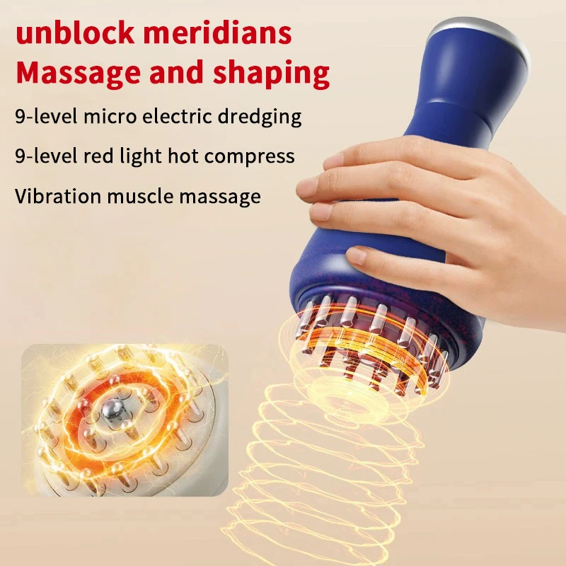 Electric Meridian Brush Anti Cellulite Gua Sha Body Massager Vibrate Microcurrent Hot Compress Scraping Lymphatic Drainage Care