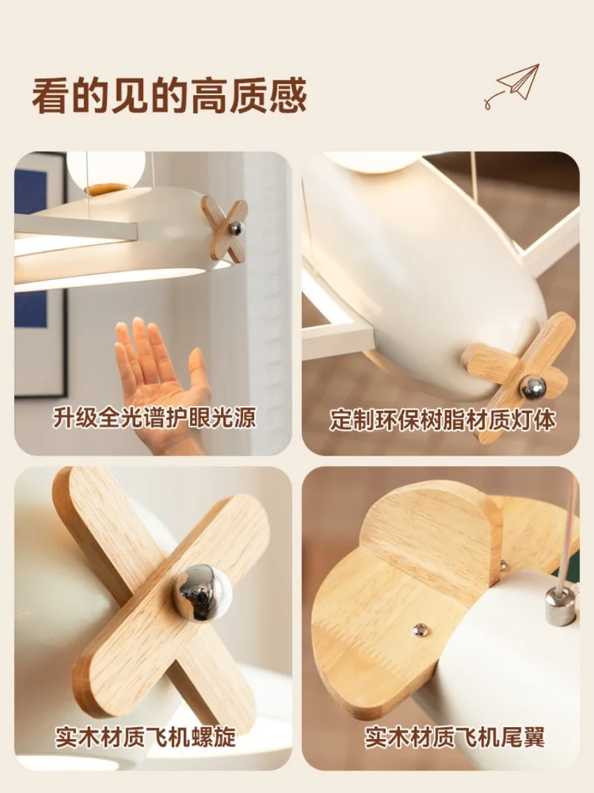 Cream-style kids' room white plane pendant lights cartoon creative lights modern bedroom decorative pendant lamps fixtures