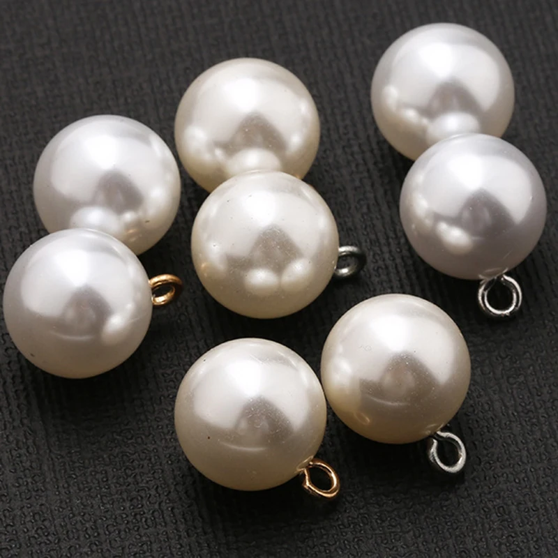 1-10pcs Mushroom Plastic Pearl Shirt Buttons Gold Silver Shank Button For Clothing Woman Kids Decor Mini Sewing DIY Hair Ribbon