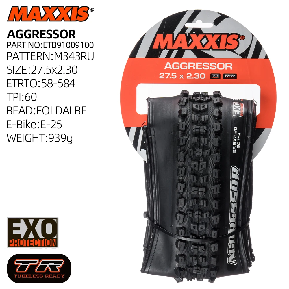 AGGRESSOR TUBELESS MAXXXIS MOUNTAIN BICYCLE TIRE OF MTB BIKE TYRE REAR WHEEL TIRE