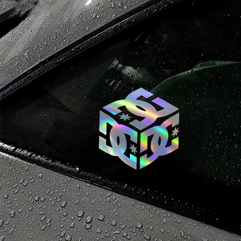 Holographic Geometric Cube Vehicle Body & Window Stickers - Unique Decal to Make Your Car Stand Out with a Modern, Artistic Touc