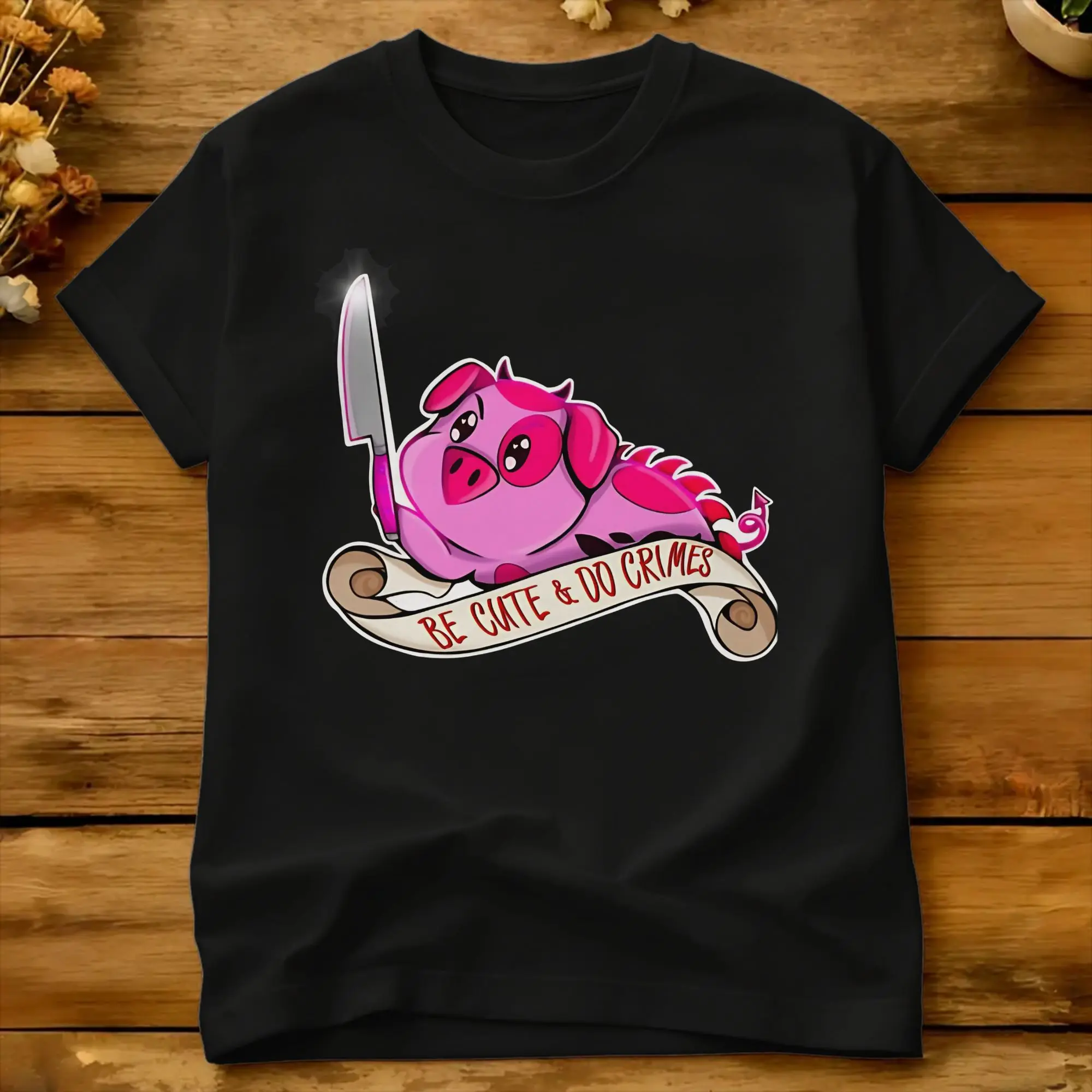 Vintage T Shirt Summer Be Cute Do Crimes Fat Nuggets  Trendy Cool T-Shirts Hazbins Hoteling   100% Cotton Tee Shirt for Men Tops