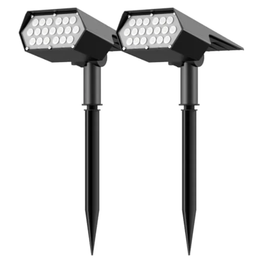 Solar Spot Lights Outdoor IP65 Waterproof LED Bright Landscape Spotlight with Dusk to Dawn Sensor for Garden Lawn Flower Beds P