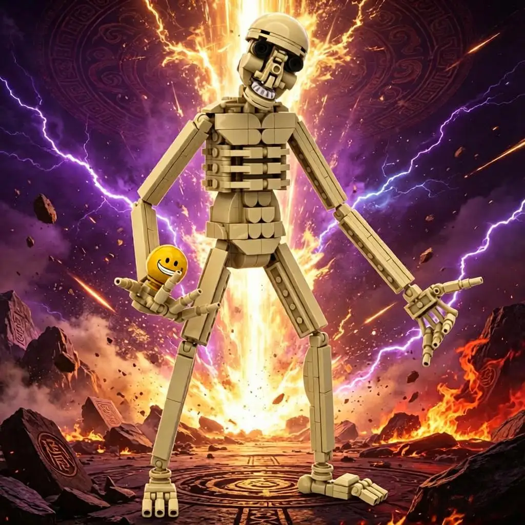 301PCS Pixel World GameTime Pix Skeleton King of the Deep Sea Verity Monster Model Building Block Toy Halloween Gifts for Fans