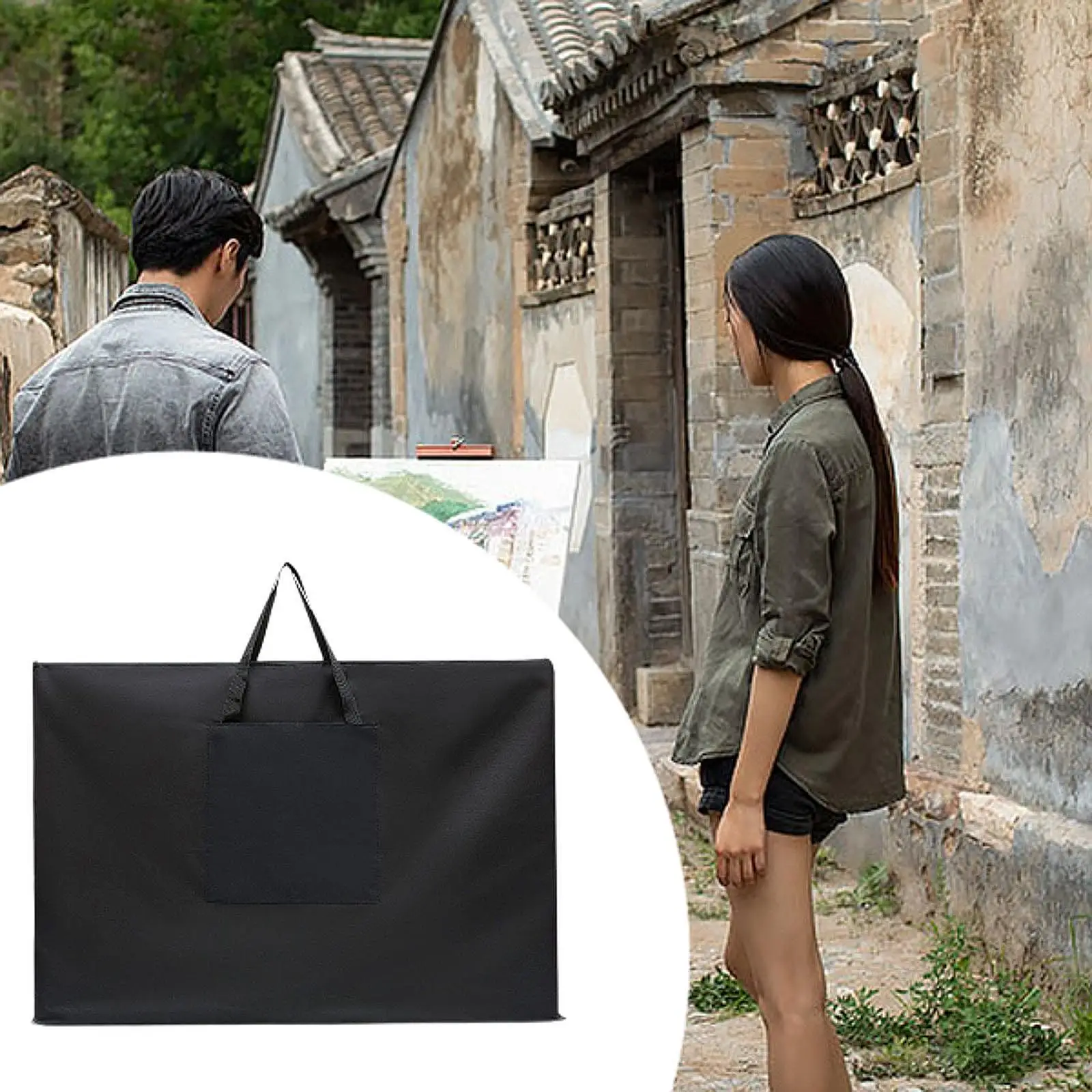 

Art Case Tote with Double Handle Art Supplies Sketching Bag 37.80'' x 27.36'' for Posters Drawing Artist