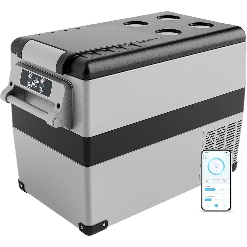 

12 Volt Refrigerator, 48QT(45L) Electric Cooler, 12V Fridge APP Control, 12V Cooler -4℉~68℉, Portable 12/24V DC 110-240V AC