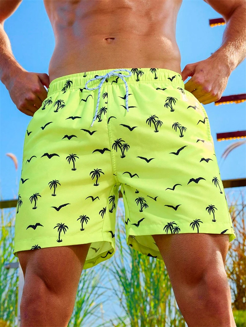 New Men's Board Shorts Swim Shorts Swim Trunks Drawstring Elastic Quick Dry Short Beach Hawaiian Casual Swimming Beach Shorts