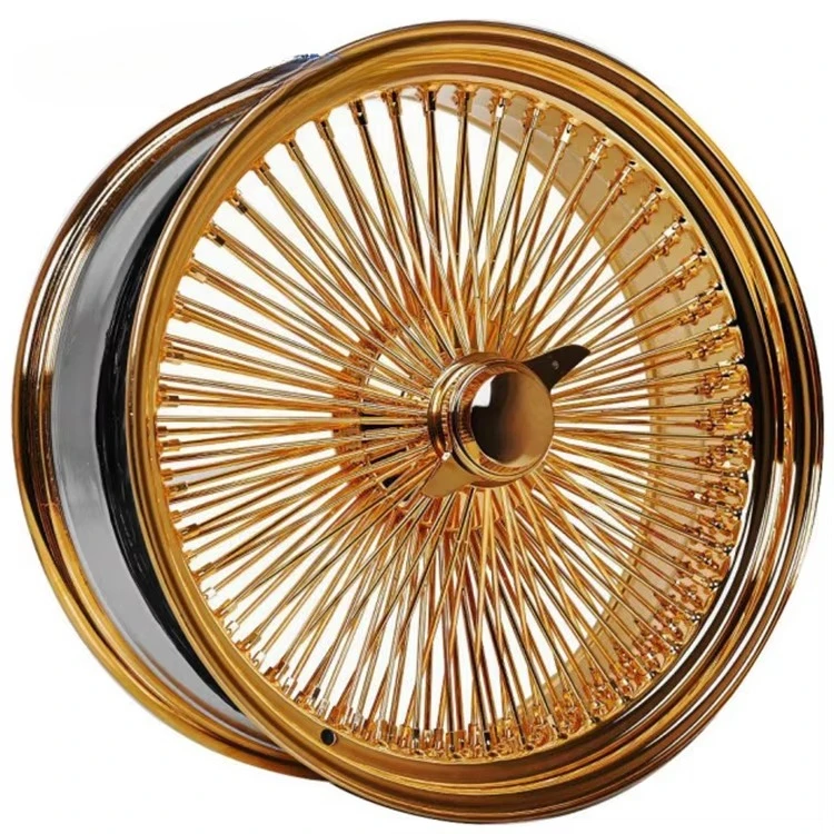 Llantas cromadas 20/22/24 pulgadas 5*127/120,65 Ruedas de alambre Dayton totalmente doradas Ruedas de alambre de radios