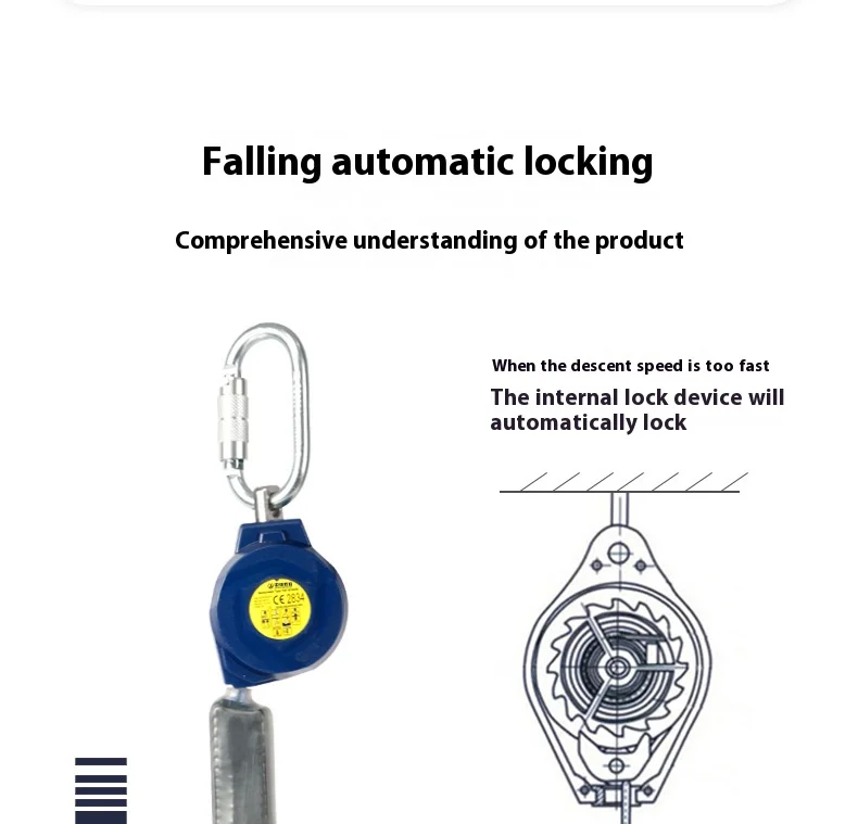 Factory-Priced Retractable Fall Arrester Anti-Fall Safety Device Made Of Durable Polyester And Nylon Fall Protection Equipment