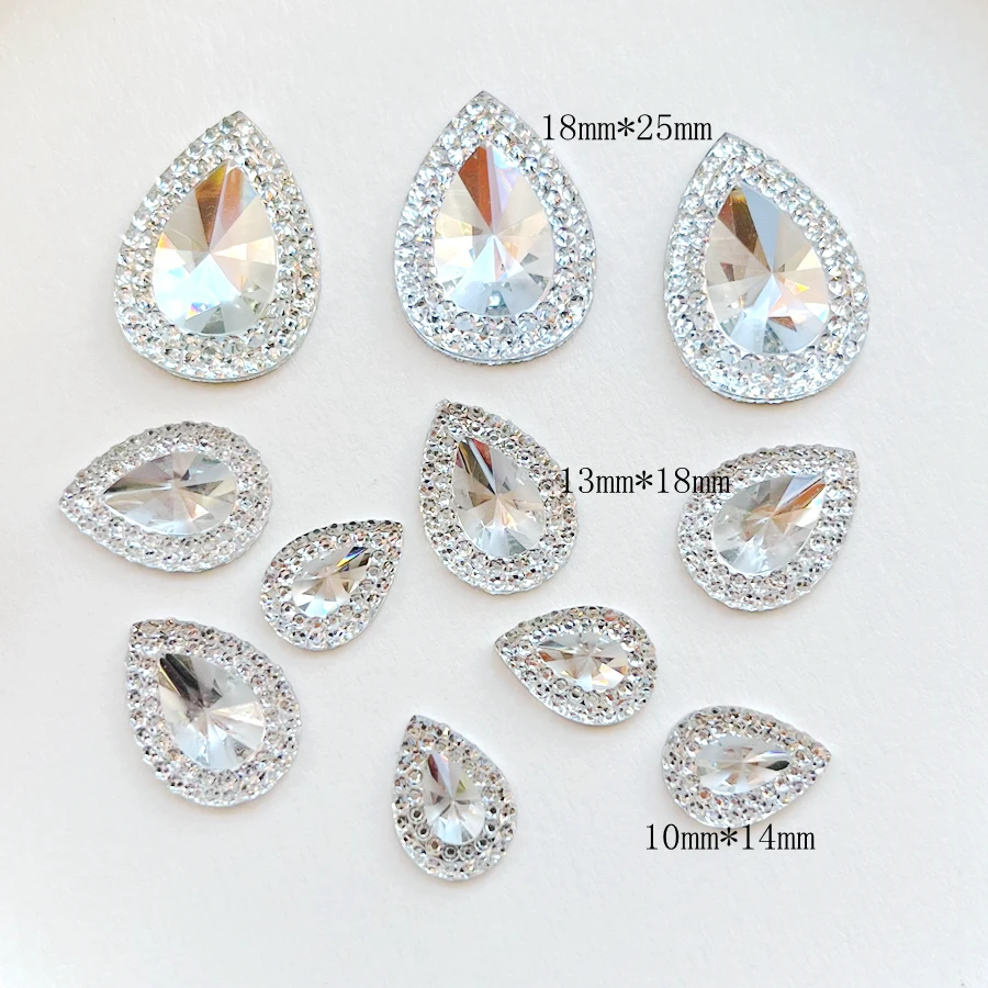 10*14mm/13*18mm/18*25mm white water drop resin rhinestone suitable for diy jewelry making wedding decoration crystal rhinestones