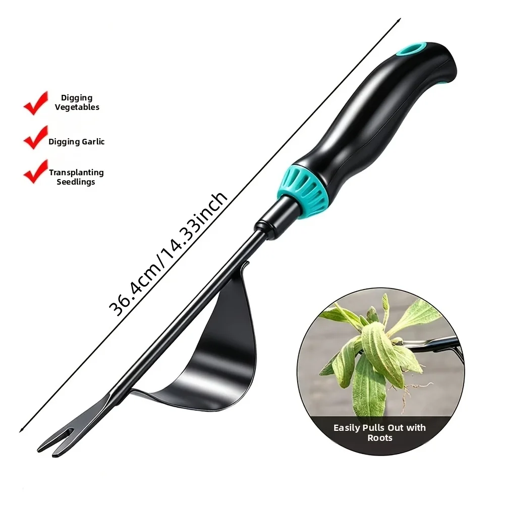 Manual Hand Weeder Tool with Leverage Base & V-Shaped Tip, Ergonomic Weed Removal Tool for Garden & Vegetable