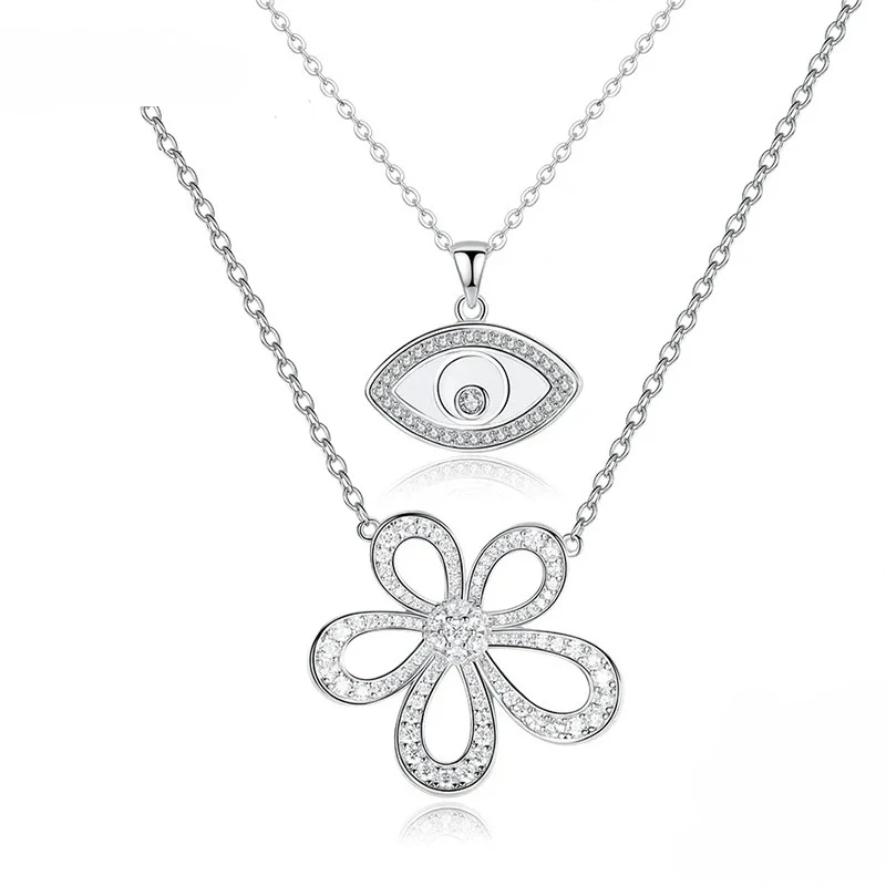 KALETINE Luck Turkey Blue Evil Eye Necklace 925 Sterling Silver Zircon Choker Necklace for Women Jewelry Link Chain