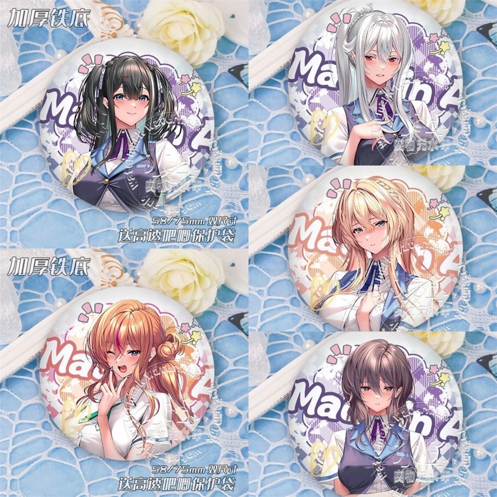 58mm Anime Amakano‌ Dear Girlfriends Kurohime Yuuhi Tsutamachi Chitose Cosplay COSTUME Badge Pin SPTE Tinplate Brooch Porp