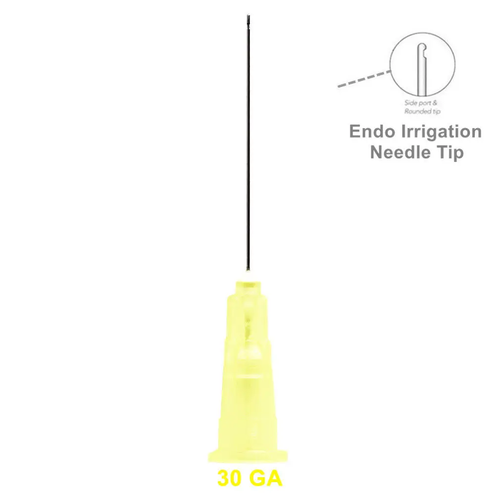 100 unidades/pacote diâmetro lateral 0.3/0.4/0.5mm da agulha da irrigação do canal dental da raiz da ponta 25g 27g 30g da agulha da irrigação endo dental