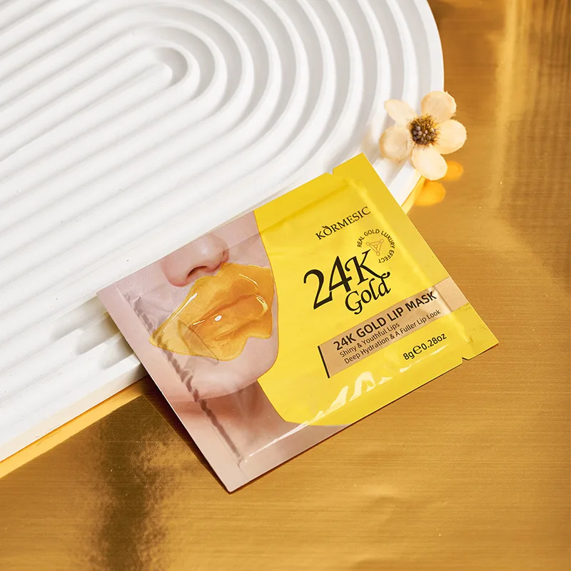 KORMESIC 24K Gold Crystal Collagen Lip Mask Moisturizing Plumping Nourishing Hydrating Lip Plumper Skin Care