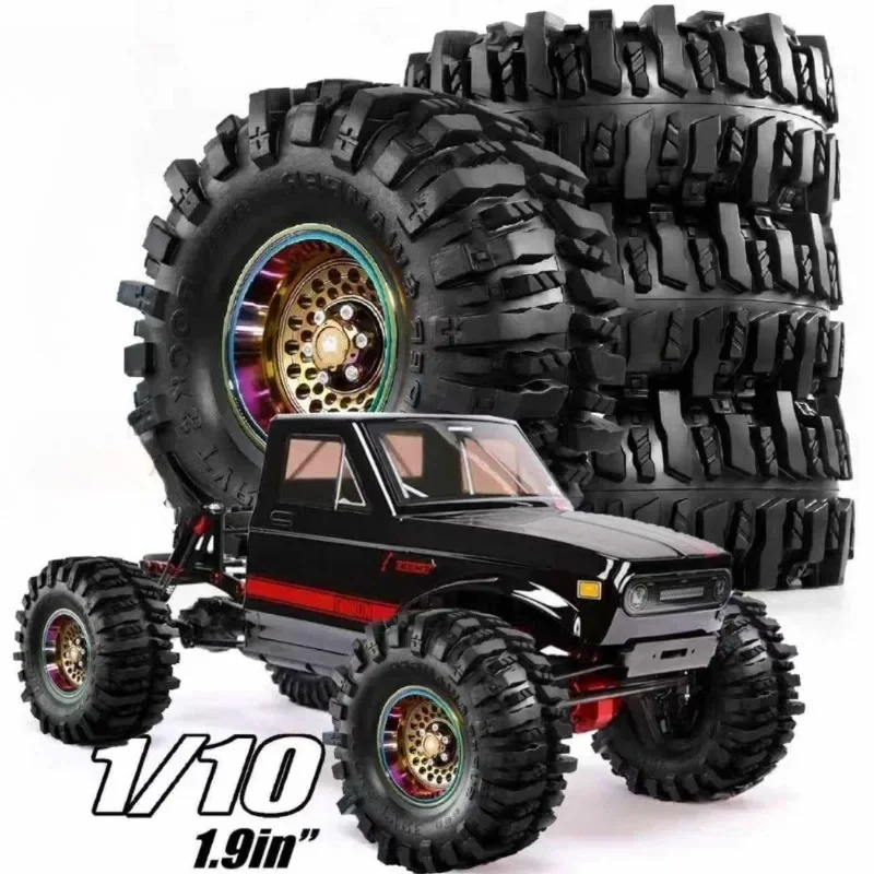 1.9 Mud Tires&Beadlock Wheel Rim Negative Offset -10mm Deep Dish Height for TRX4 Axial SCX10 II III RR10 Wraith Redcat Gen 8