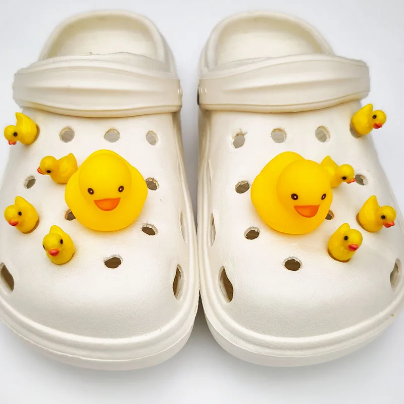 5/10pcs Set Cute Big and Small Yellow Duck Shoes Charm Shoe Decoration Sandals DIY Accessories