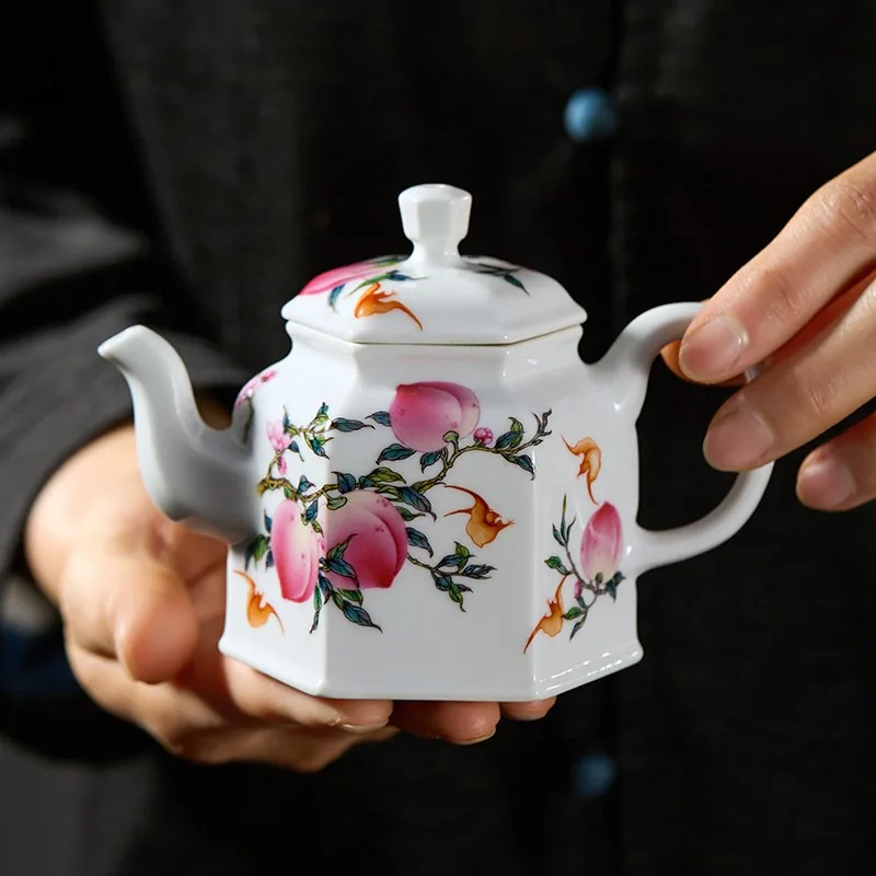 Ceramic teapot Jingdezhen high-end enamel color hand-painted, pot to make tea, single pot