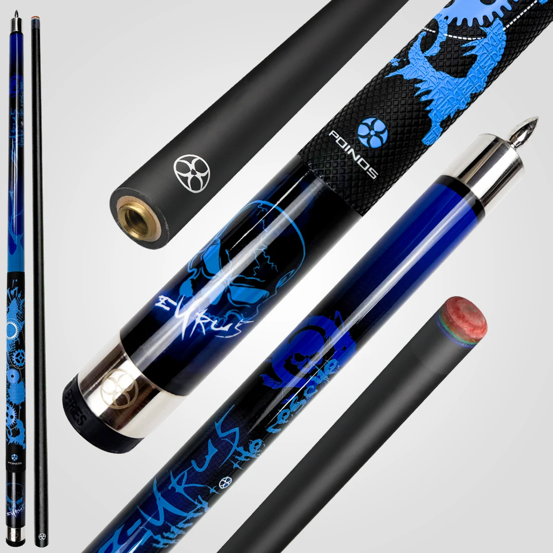 POINOS XP Series Black Technology Carbon Fiber Pool Cue Stick Catbon Maple Shaft 13mm Rainbow Tip  Bullet Joint Play Billiards