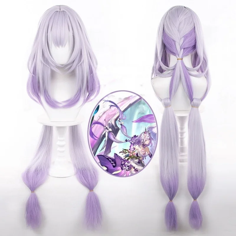 HSR Honkai Star Rail Castorice Cosplay perruque longues queues de cheval violet clair dégradé perruque Cosplay Anime résistant à la chaleur perruques synthétiques