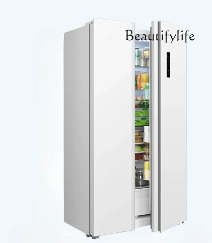 Modern simple wind folio double door large capacity first-class air-cooled white household refrigerator