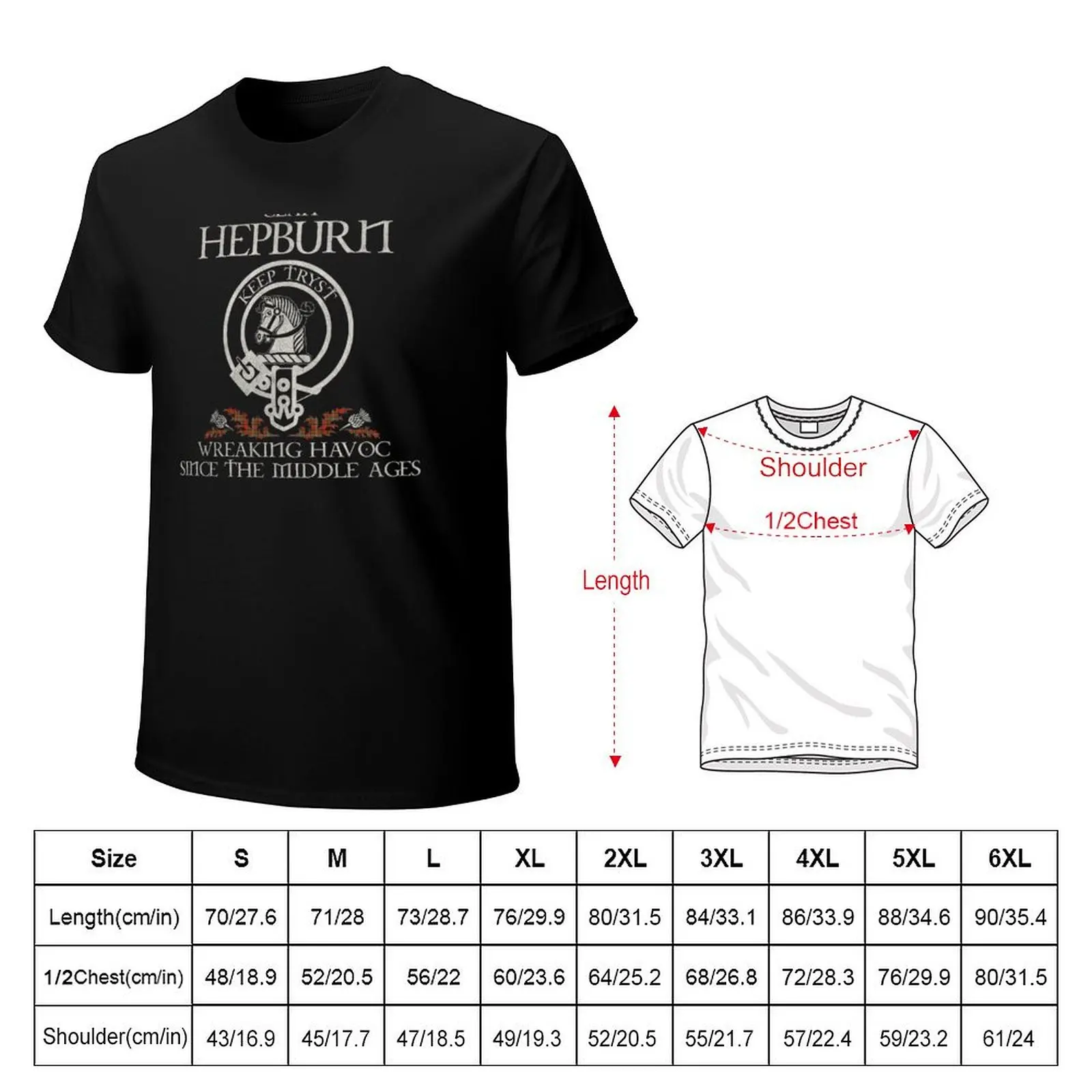 Clan Hepburn crest Scottish surname tartan Thistle vintage T-Shirt Casual Loose Short Sleeve Tee for Men