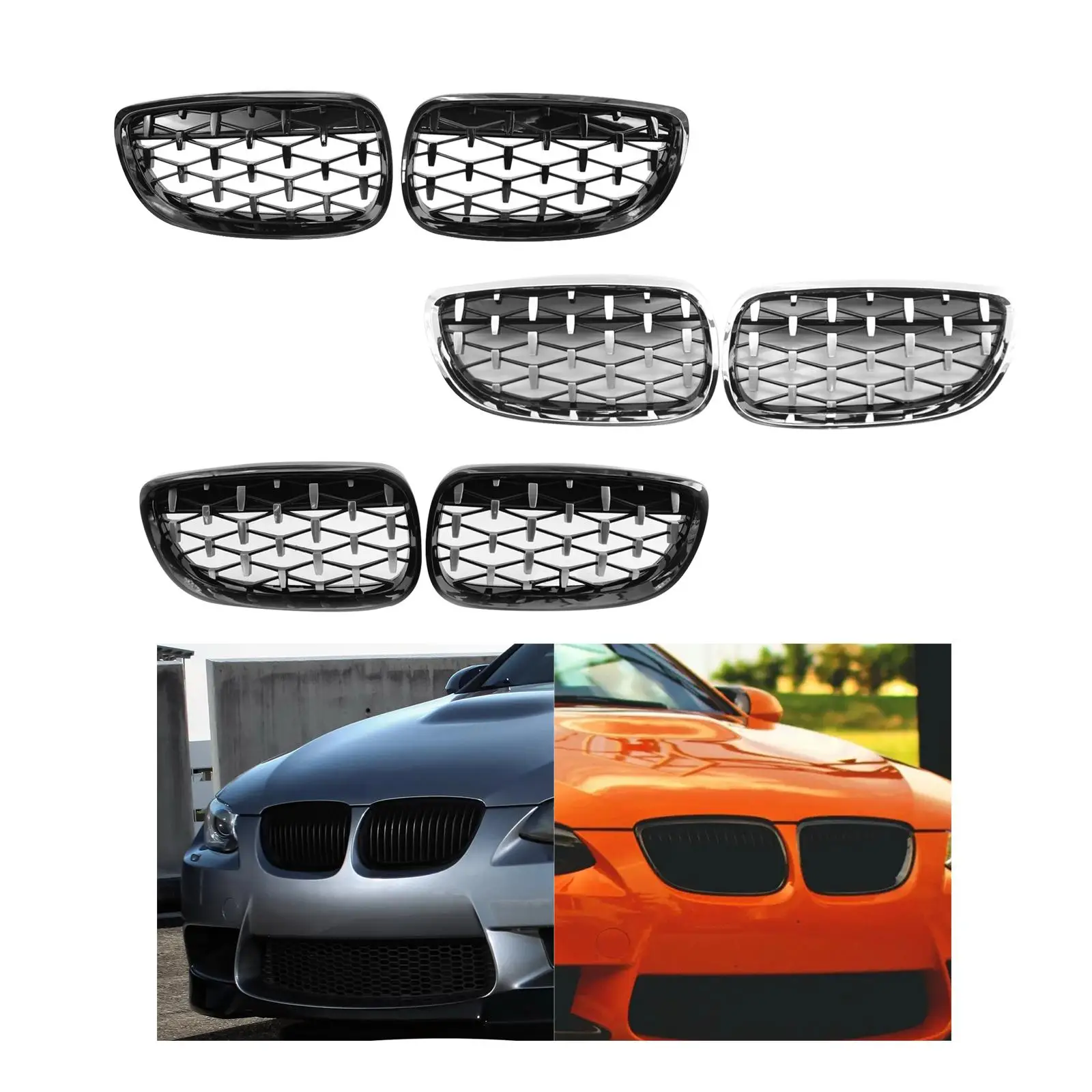 2 Pieces Vehicle Front Kidney Grille Grill 51137157278 Left Right for BMW E92 E93 3 Series Easy Installation Replacement image 4