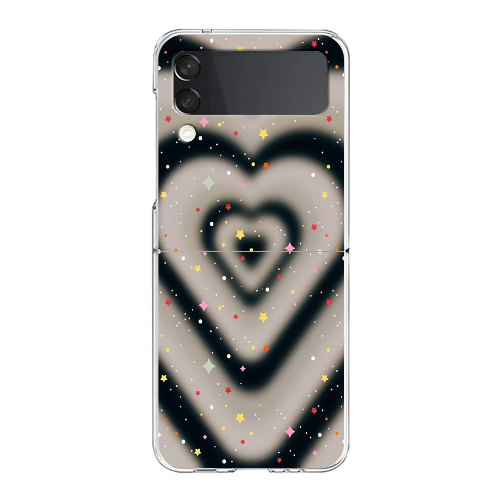 Phone Cover For Samsung Galaxy Z Flip 7 6 5 4 Case Transparent For Samsung Z Flip 3 Hard PC Foldable Shell Color Love Present