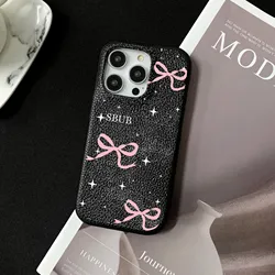 Personalized Customized Name Letter Leather Case For Iphone 15 16 pro max 14 13 Pro Max 12 Mini 11 kafr letters Luxury Covers