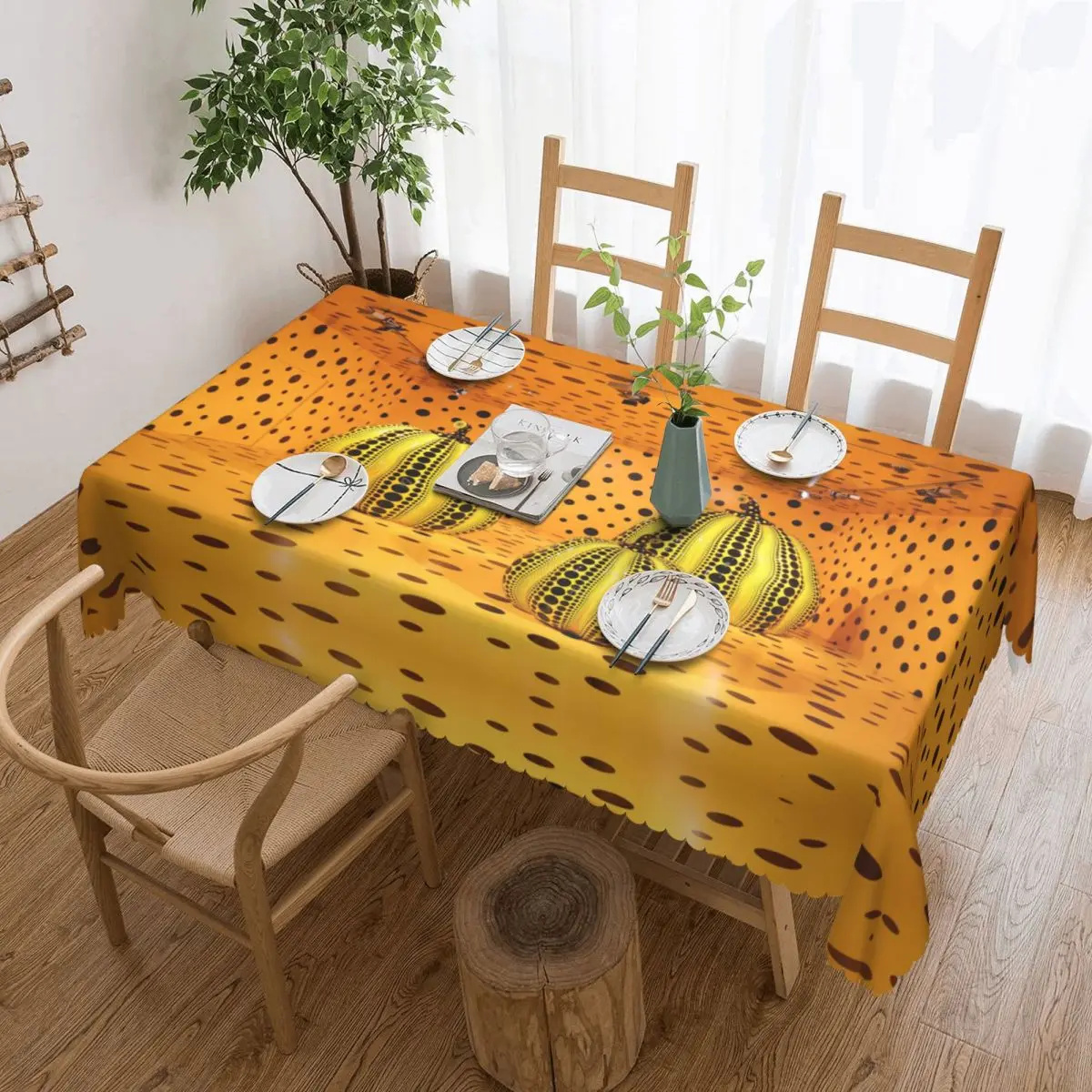 

Rectangular Yayoi Kusama Pumkin Abstract Art Table Cloth Oilproof Tablecloth Outdoor 40"-44" Table Cover