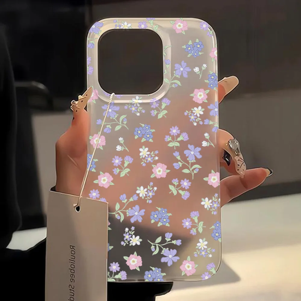 Cartoon Painted Case For iPhone 13 Case iPhone 16 15 Pro Max 14 Plus 11 12 13 Mini 14Pro Max Aesthetics Flowers Soft Cover Funda