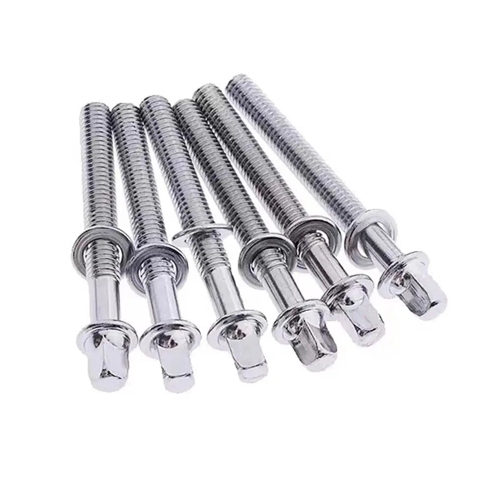 6Pcs New Strong Drum Tension Rods with Washers M5 Drum Lug Bolts Metal 5mm Drum Tight Screw for Jazz Drums Repair