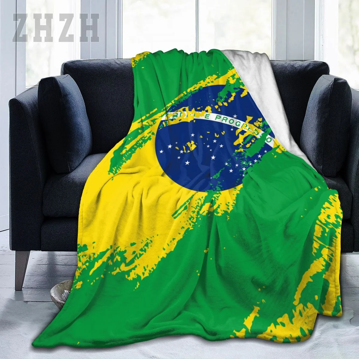 Blanket Brazil Flag Color Flannel Multifunction Camping Sofa Cover Keep Warm