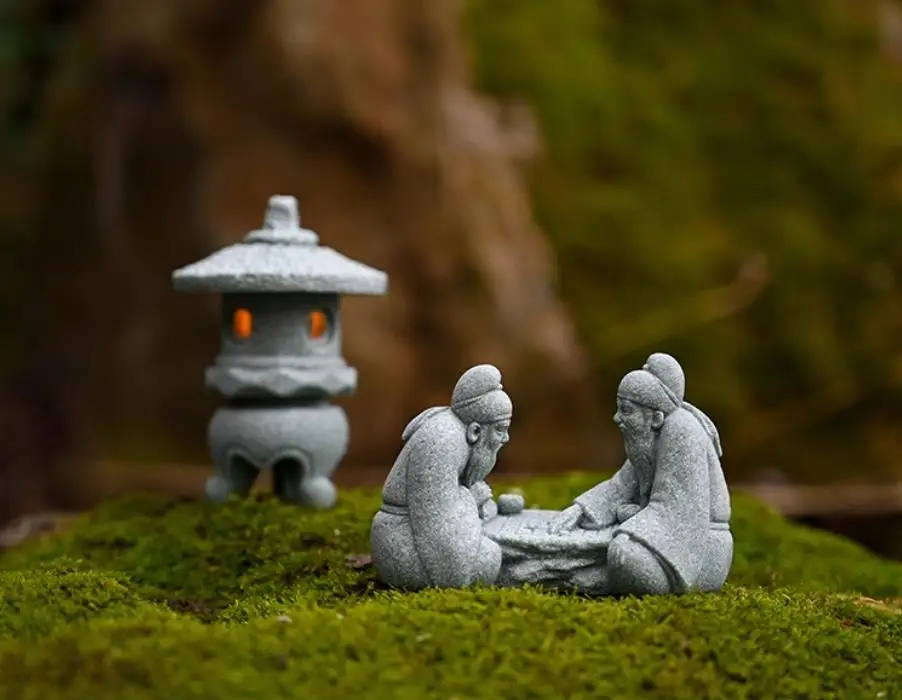 Micro Landscape Chess Old Man Figure Ornament Garden Bonsai Rockery Fish Tank Decoration